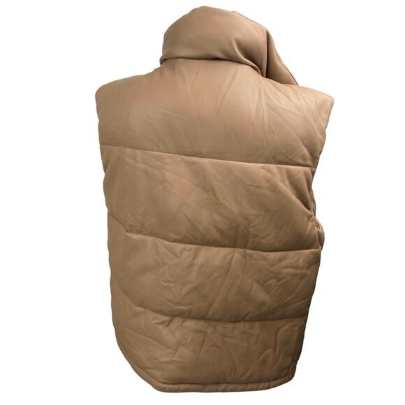 Abercrombie & Fitch Women's Brown Faux Vegan Leather Zip Up Puffer Coat Vest M - Picture 2 of 4